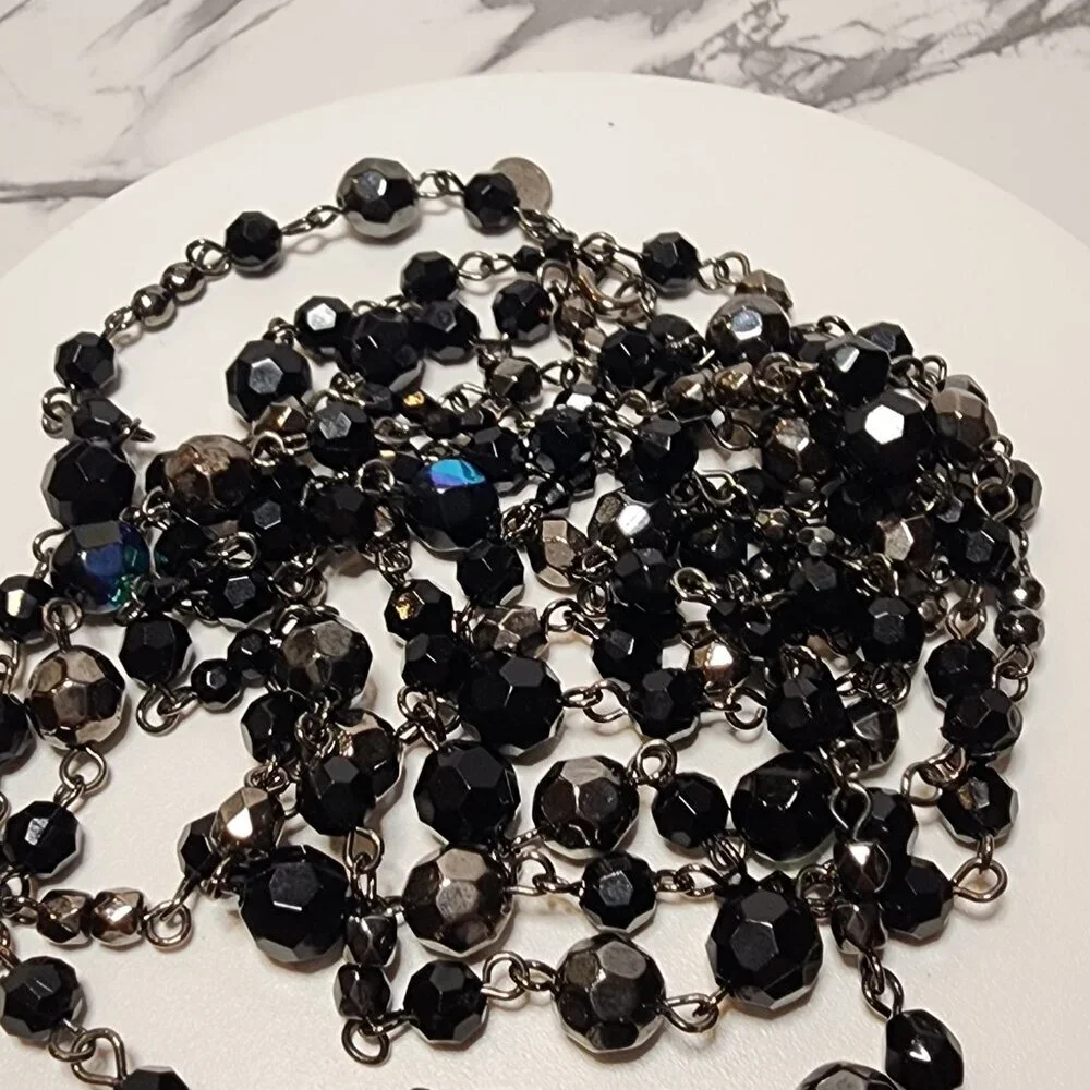Premier Designs Vintage Long Black Crystal Necklace Fashion Jewelry - Picture 5 of 5